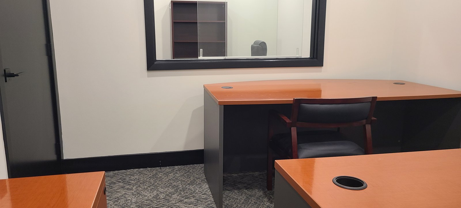 Inside office with desk